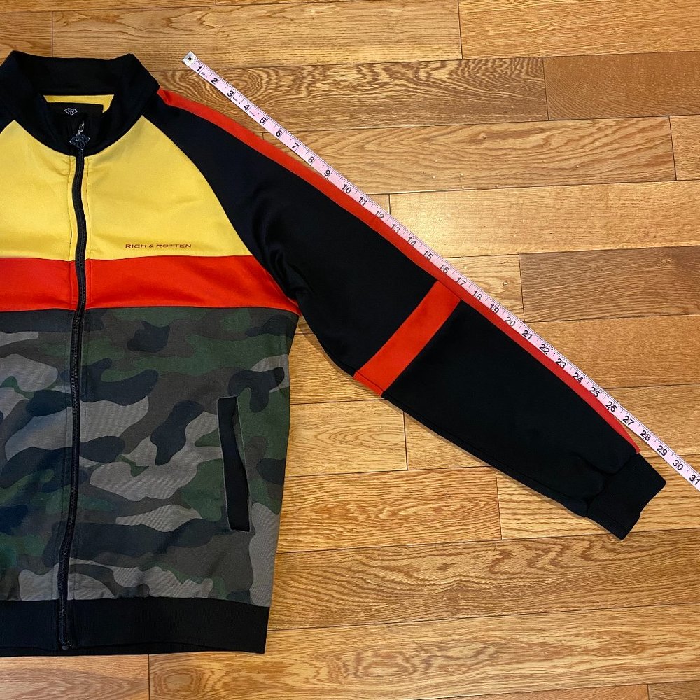 Rich & Rotten Color Block Camo Full Zip Track Jacket Medium - Picture 2 of 10